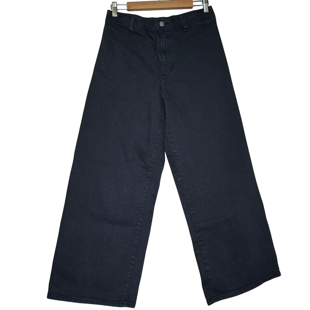 Universal Thread Womens High Rise Wide Leg Jeans Washed Black Denim Size 8